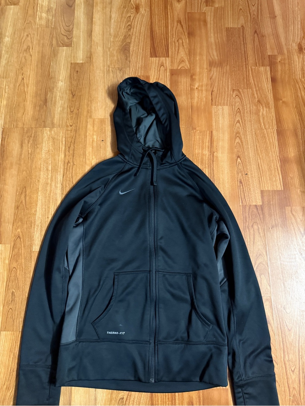 Nike Black Full-Zip Therma-FIT Hooded Performance Jacket